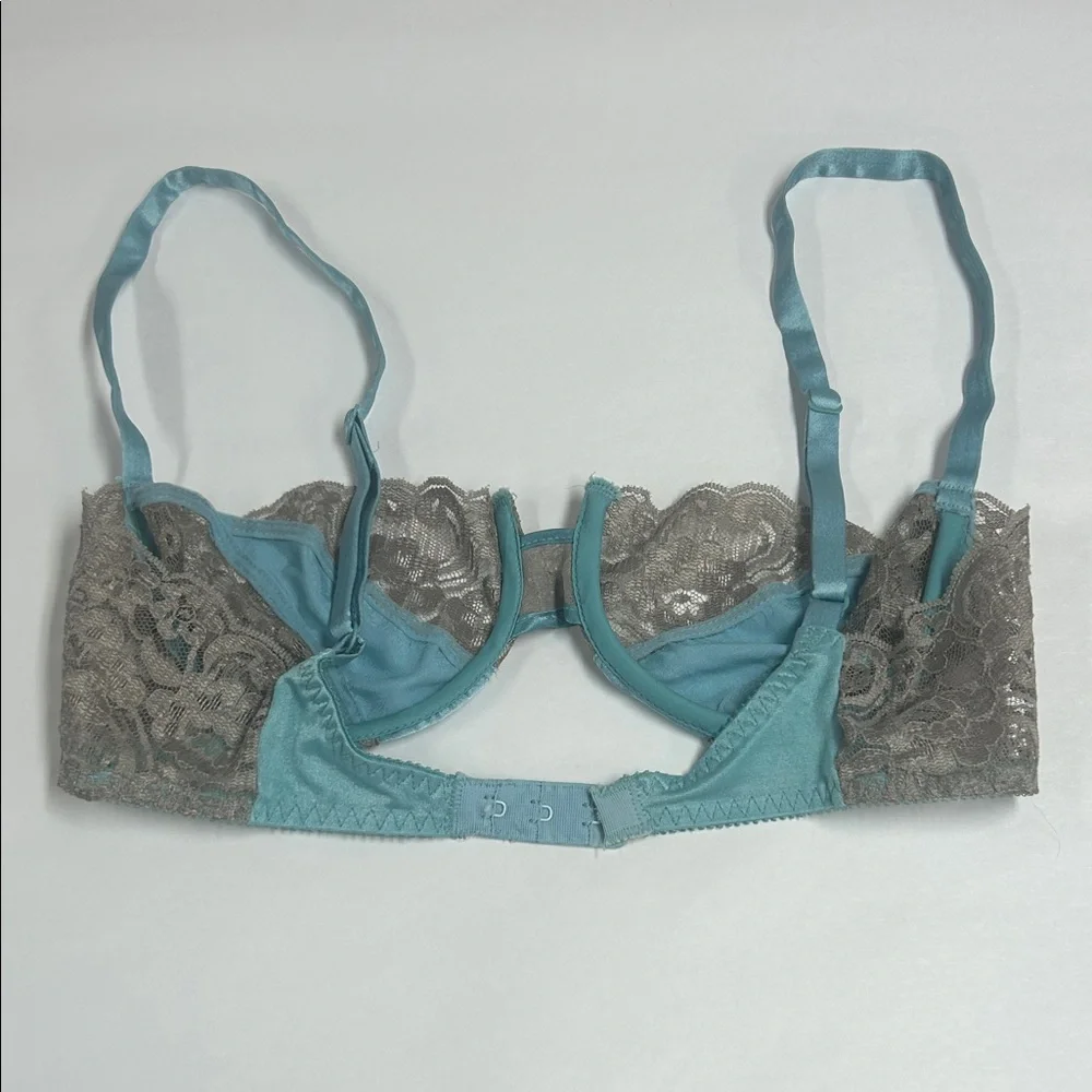 Dior Lace Trim Bra in Teal and Gray - Picture 4 of 6